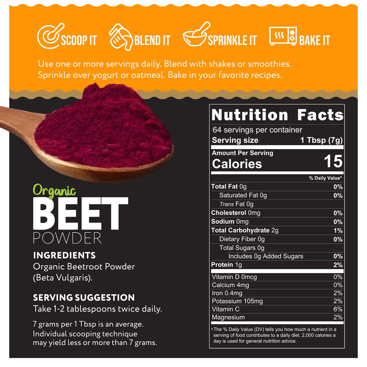 Ganic Food Organic Beetroot Powder, 16 Ounces