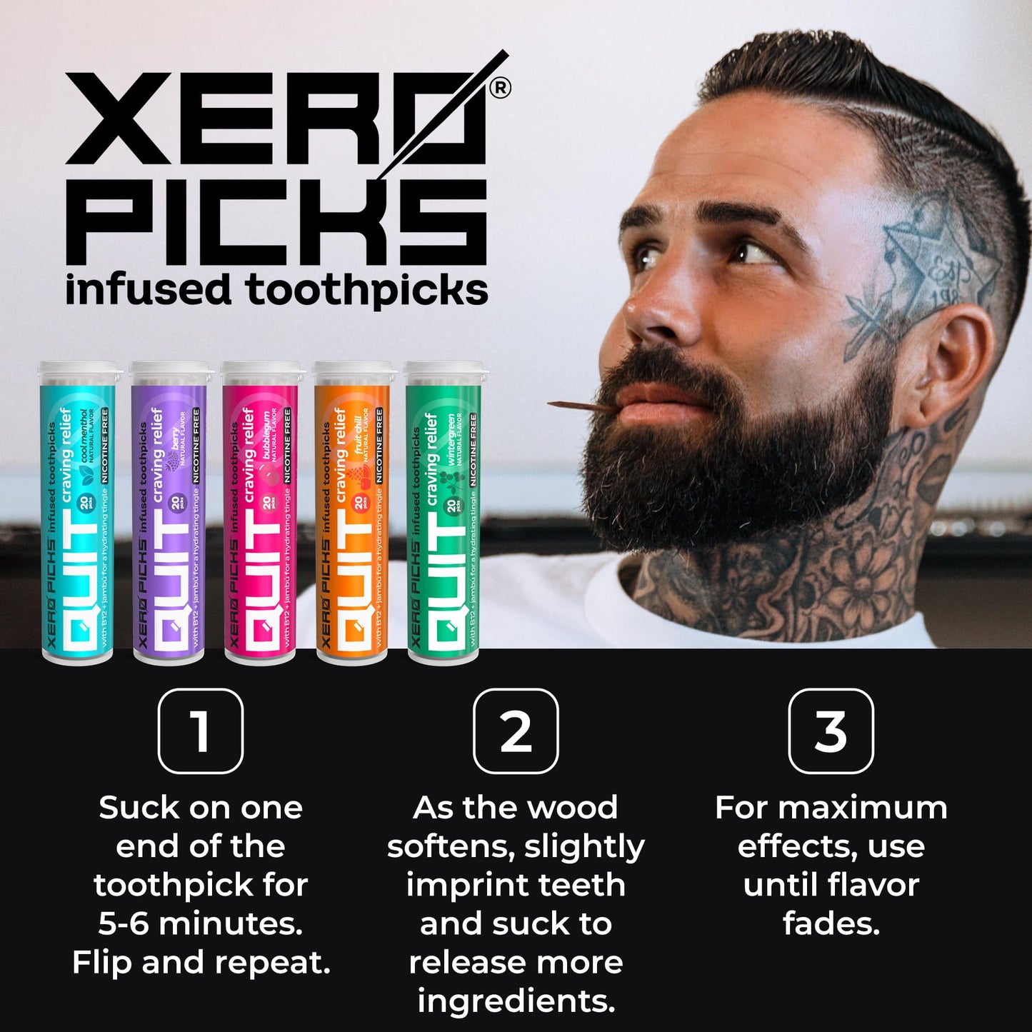 Xero Picks Infused Flavored Toothpicks to Help Quit Smoking - Nicotine