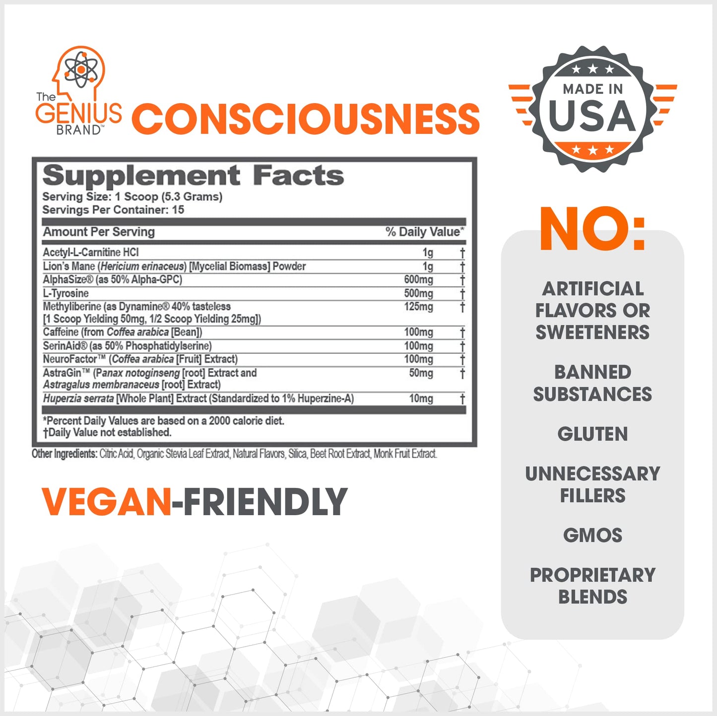 Genius Consciousness, Super Nootropic Brain Supplement Powder, Watermelon