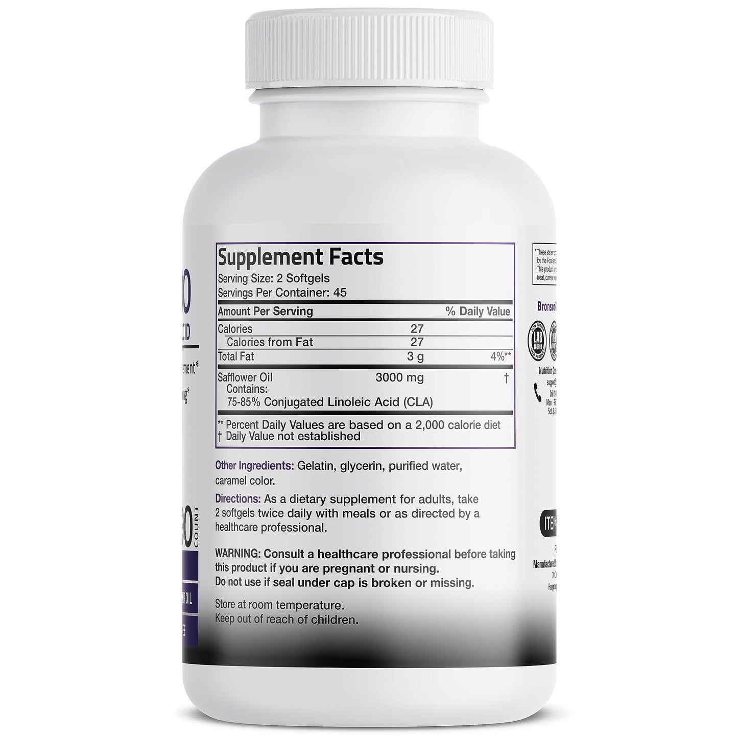 Bronson CLA 3000 Extra High Potency Supports Healthy Weight Managem