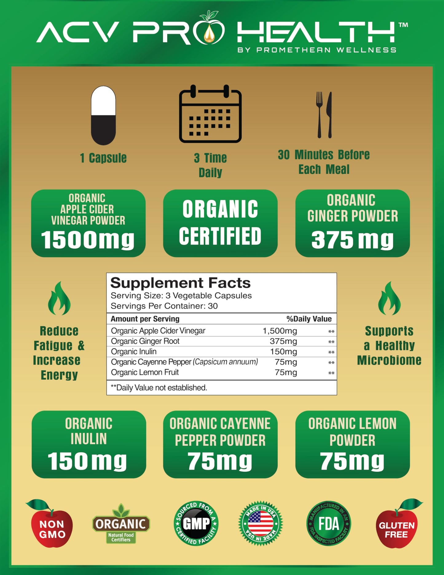 Certified Organic Apple Cider Vinegar Capsules Pro with Mother Acv Pills Detox