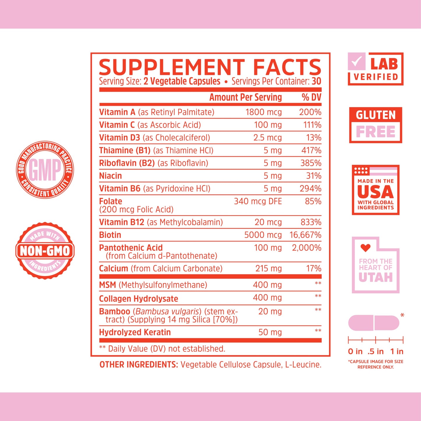 Zhou Hairfluence, Hair Growth Supplement with Biotin 5000mcg, Collagen, Keratin,