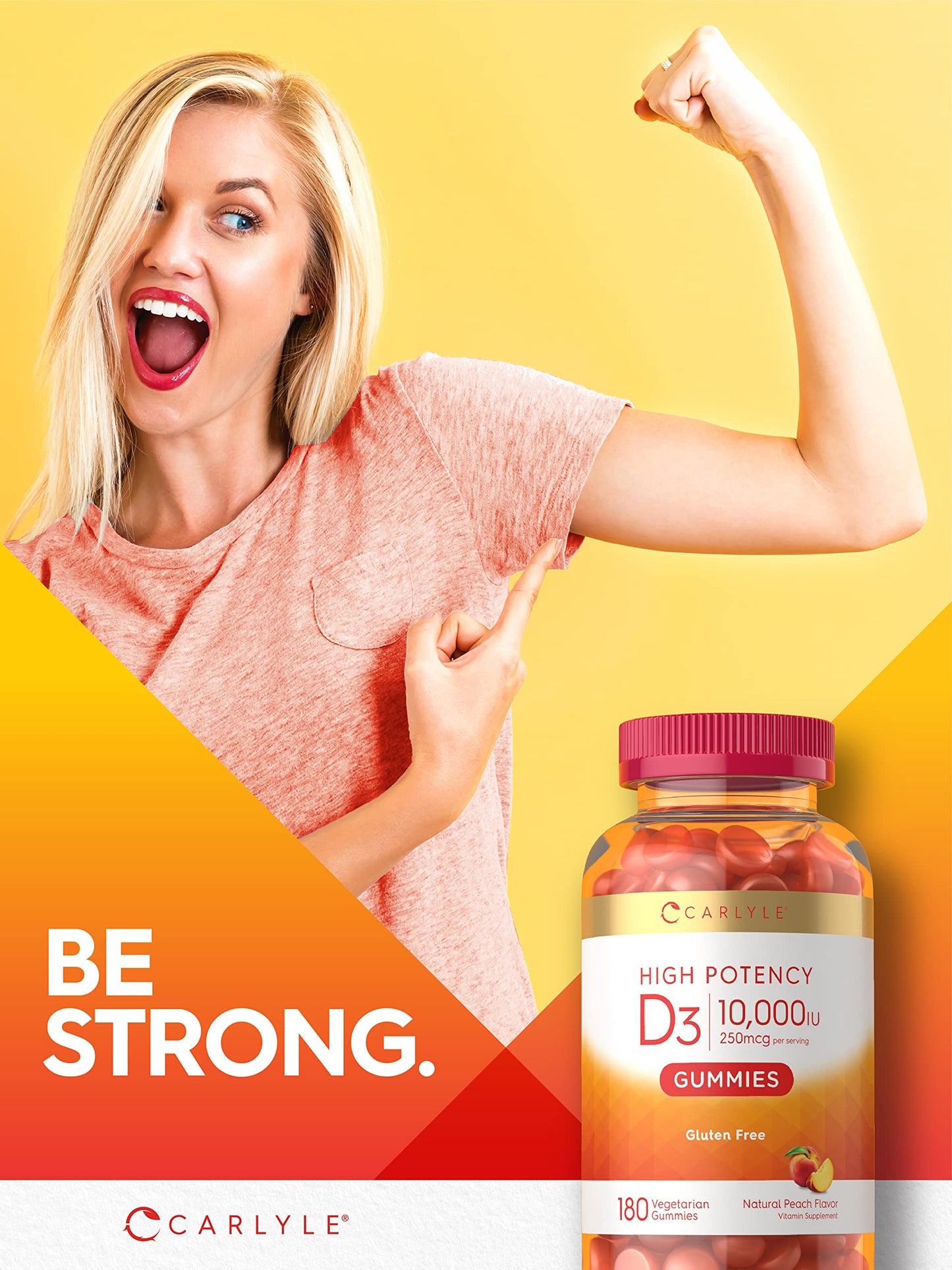 Carlyle Vitamin D3 Gummies | 10,000 iu | 180 Count | Vegetarian, Non-GMO