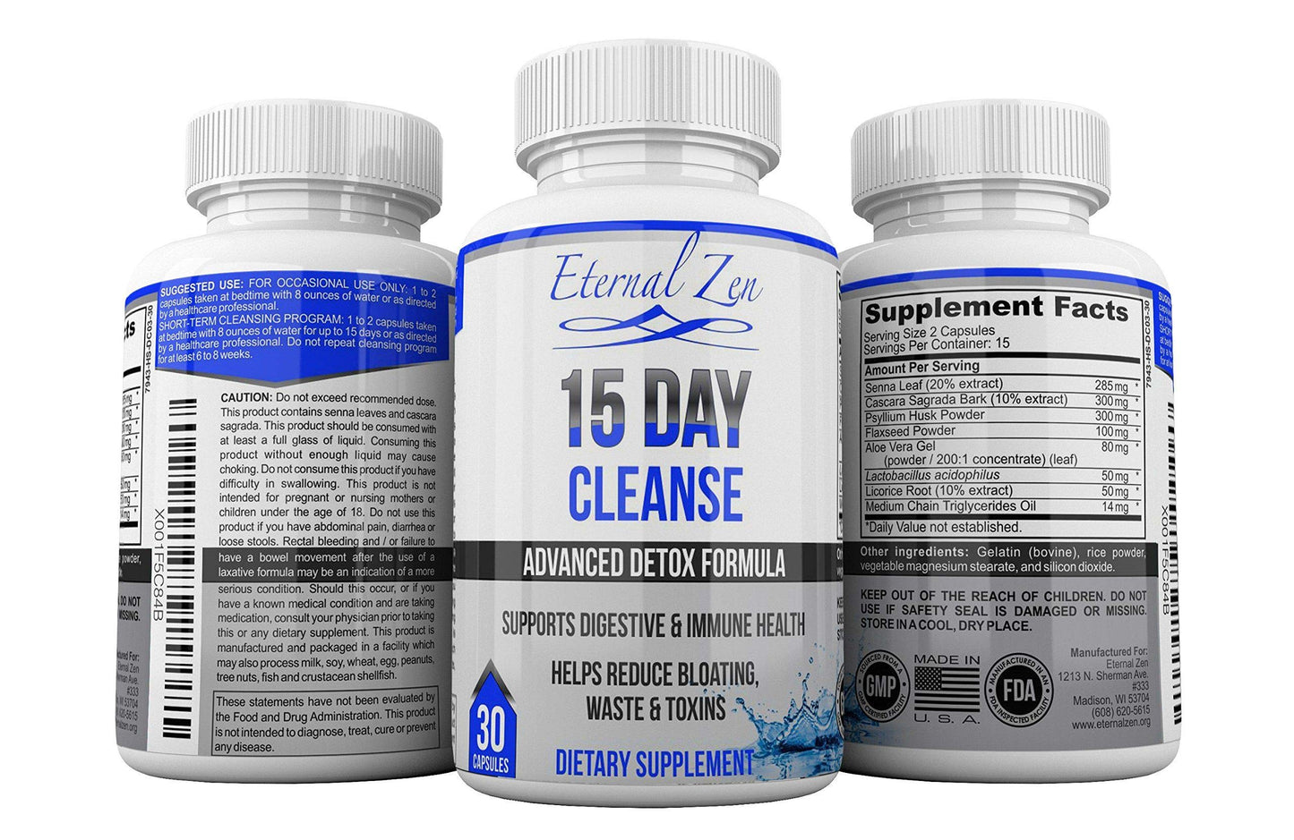 Eternal Zen 15 Day Colon Cleanser Detox with Extra Strength Herbs, Senna is a Fast Acting