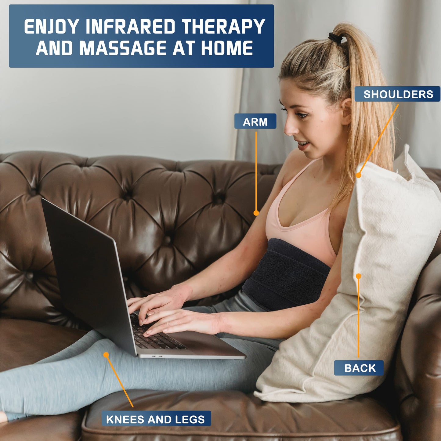 Infrared Red Light Therapy Belt:LED Lamp Vibration Near Body Pain Relief Device Wrap Red