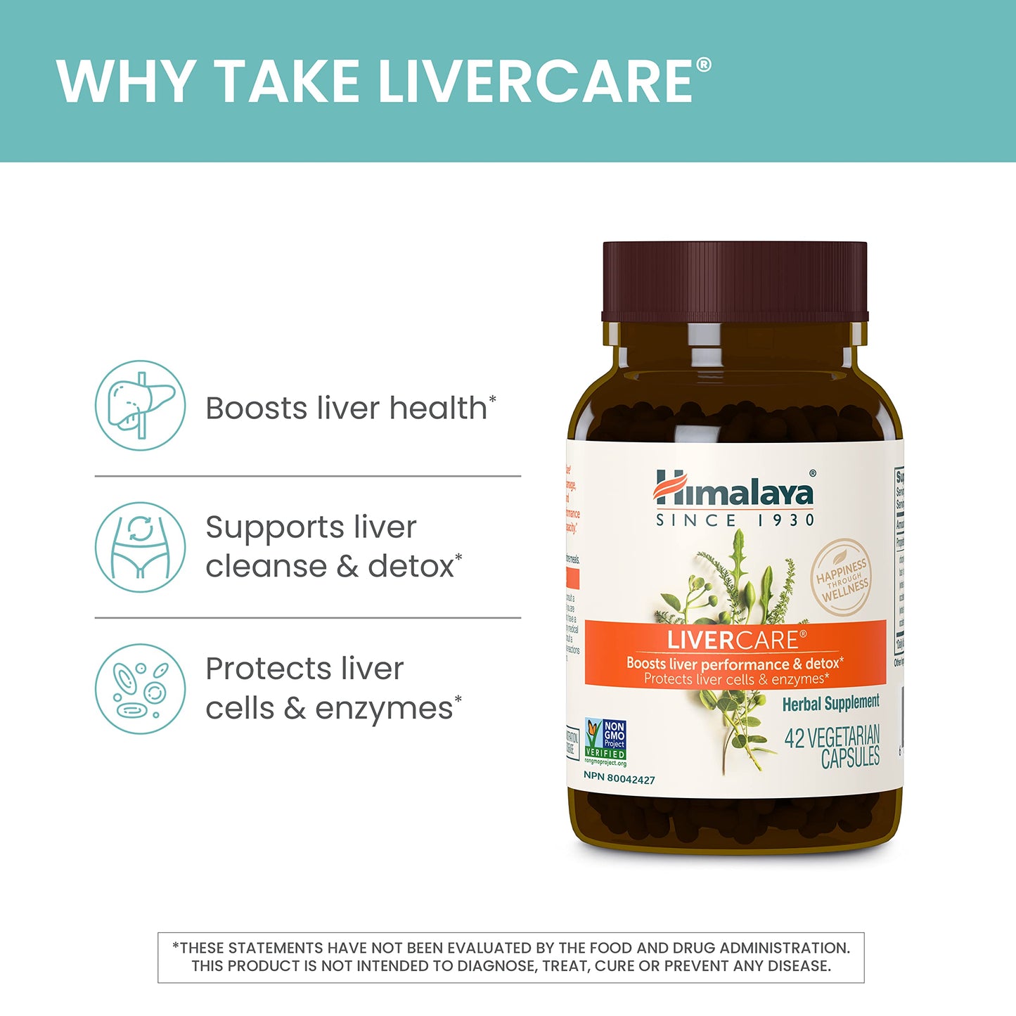Himalaya LiverCare for Total Liver Support, Cleanse and Detox, Protects Cells & Enzymes