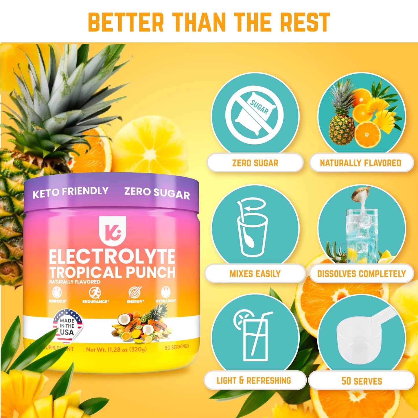 Keppi Keto Electrolytes Powder No Sugar | Zero Carbs | Made in USA | Advanced Hydration