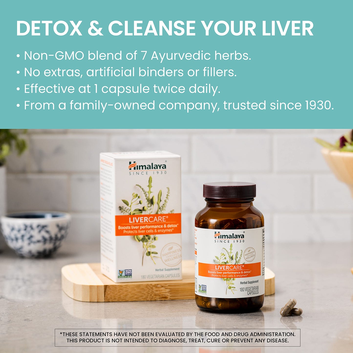 Himalaya LiverCare for Total Liver Support, Cleanse and Detox, Protects Cells & Enzymes