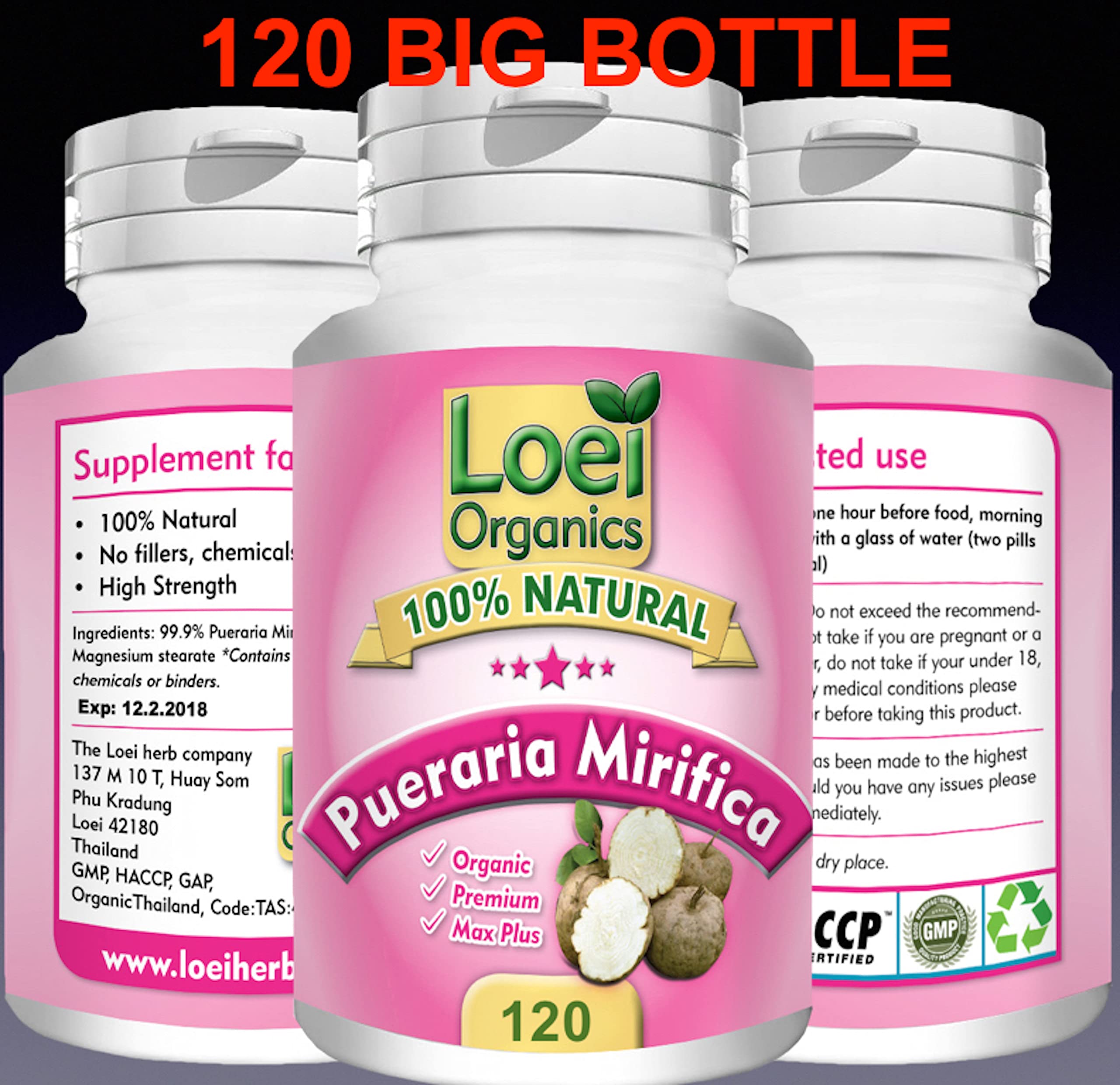 120 Potent Pueraria Mirifica Herbal FEMINIZER Pills Female Breast Enlargement Ladyboy