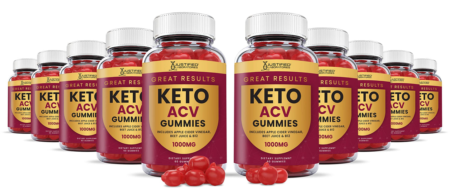 Justified Laboratories (10 Pack) Great Results Keto ACV Gummies 1000MG