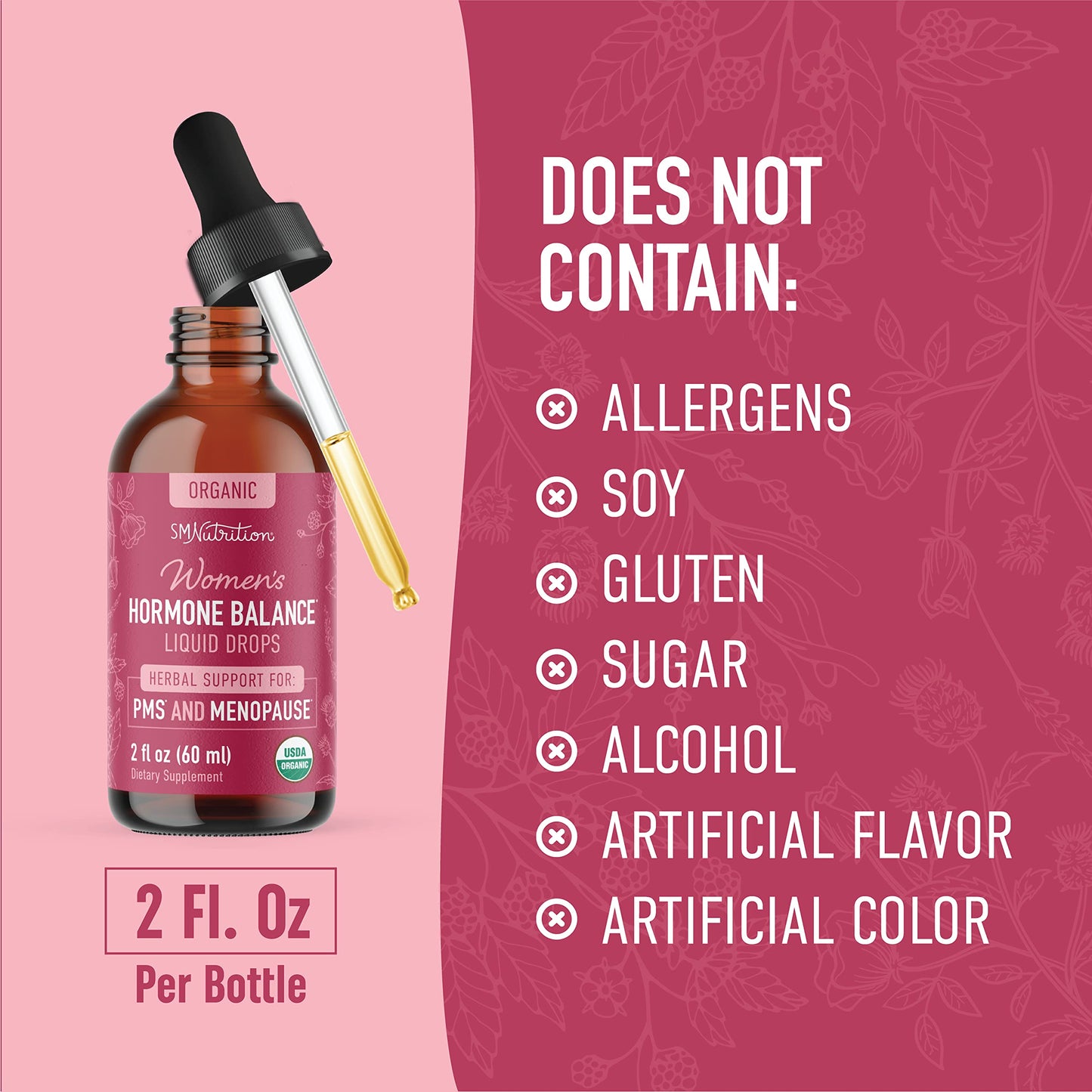 Hormone Balance Liquid Drops | With Stinging Nettle, Black Cohosh, Red Raspberry Leaf