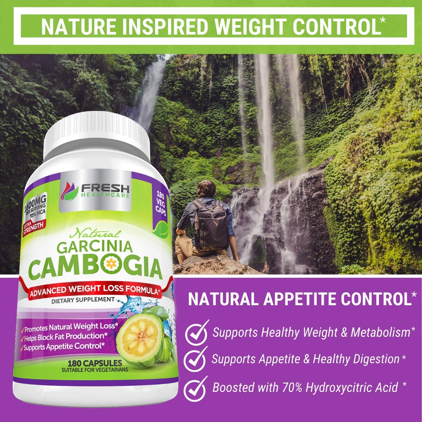 Fresh Healthcare 100% Pure Garcinia Cambogia Extract - All Natural Appetite Suppressant