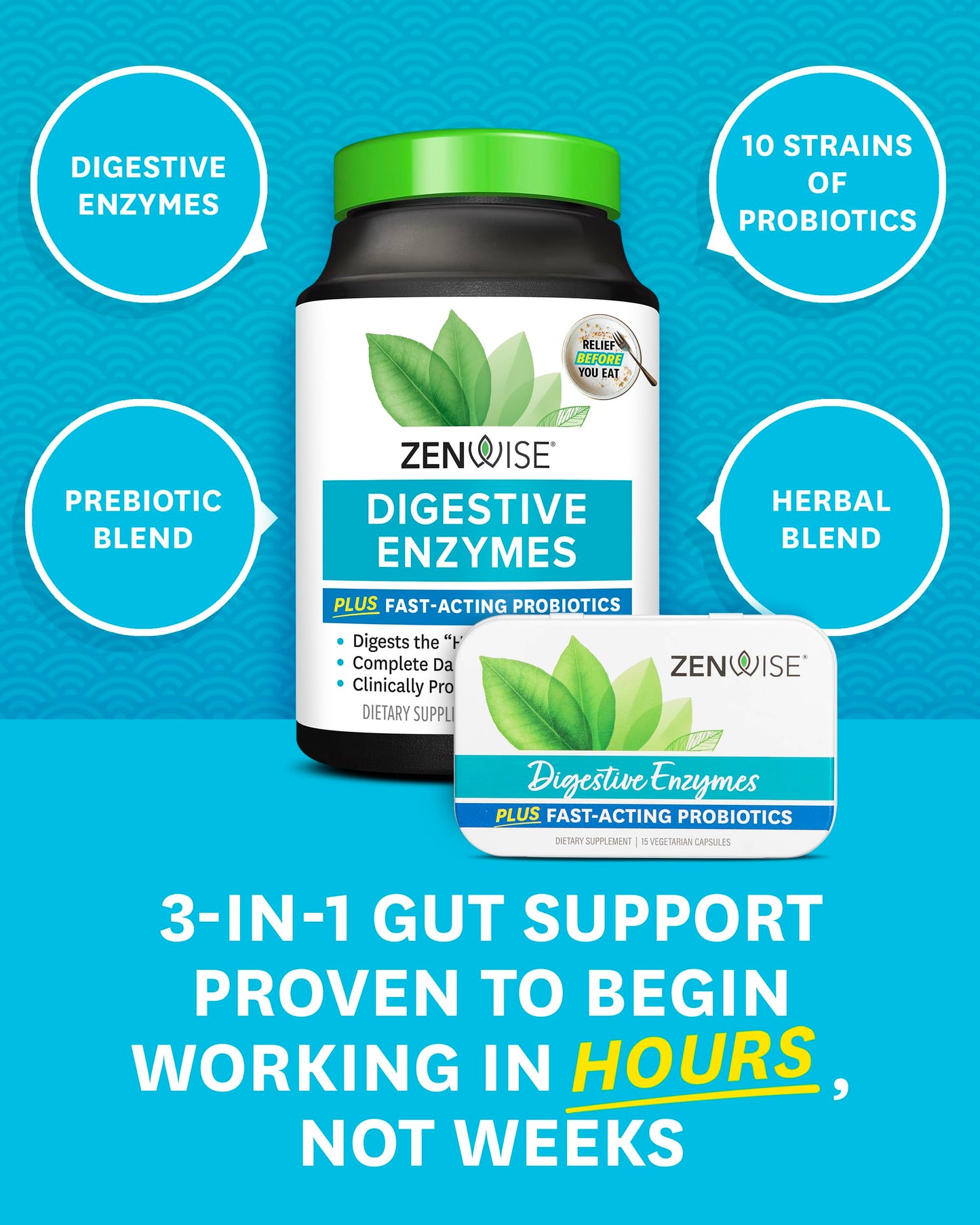 Zenwise Digestive Enzymes - Probiotic Multi Enzymes with Probiotics, 115 Ct