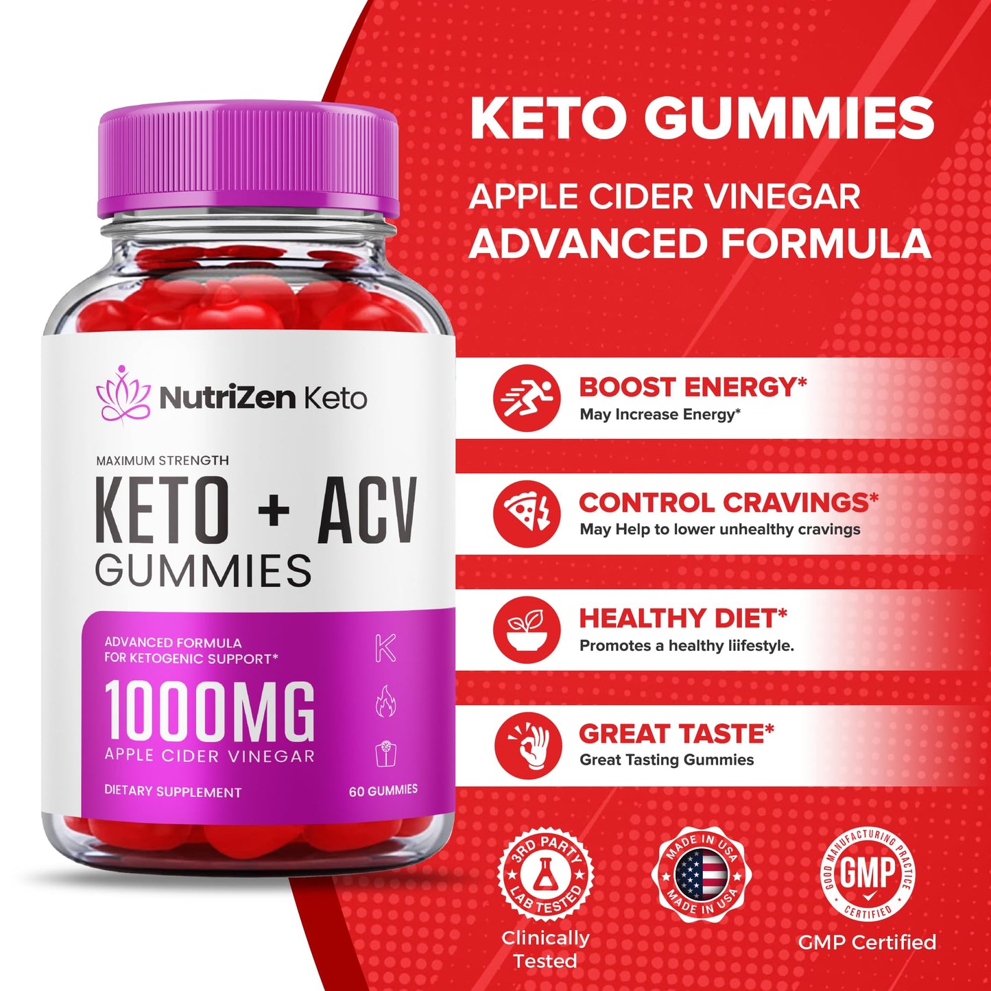 (5 Pack) Nutrizen Keto Acv Gummies - Official Formula - Nutrizen Keto + Acv Gummies