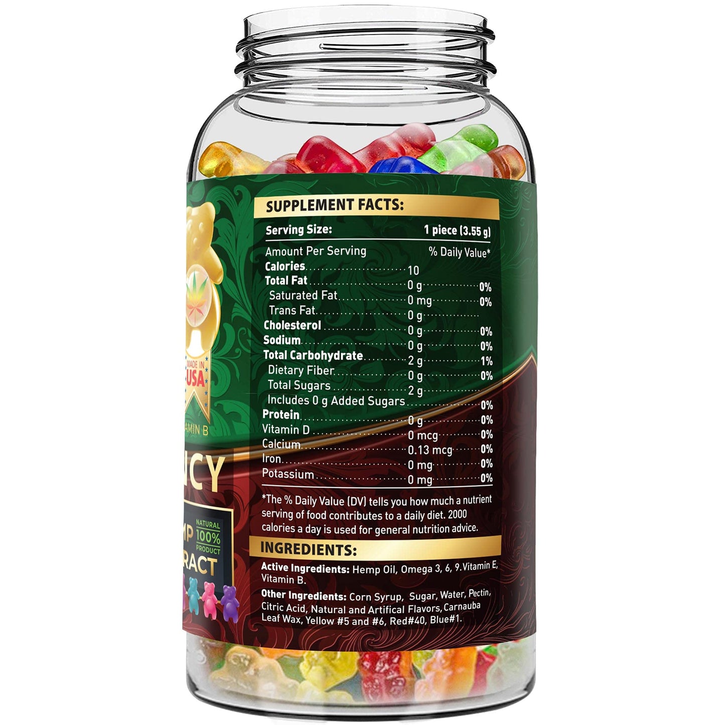 Wellution Hemp Gummies 1,500,000 XXL High Potency - Fruity Gummy Bear with Hemp Oil