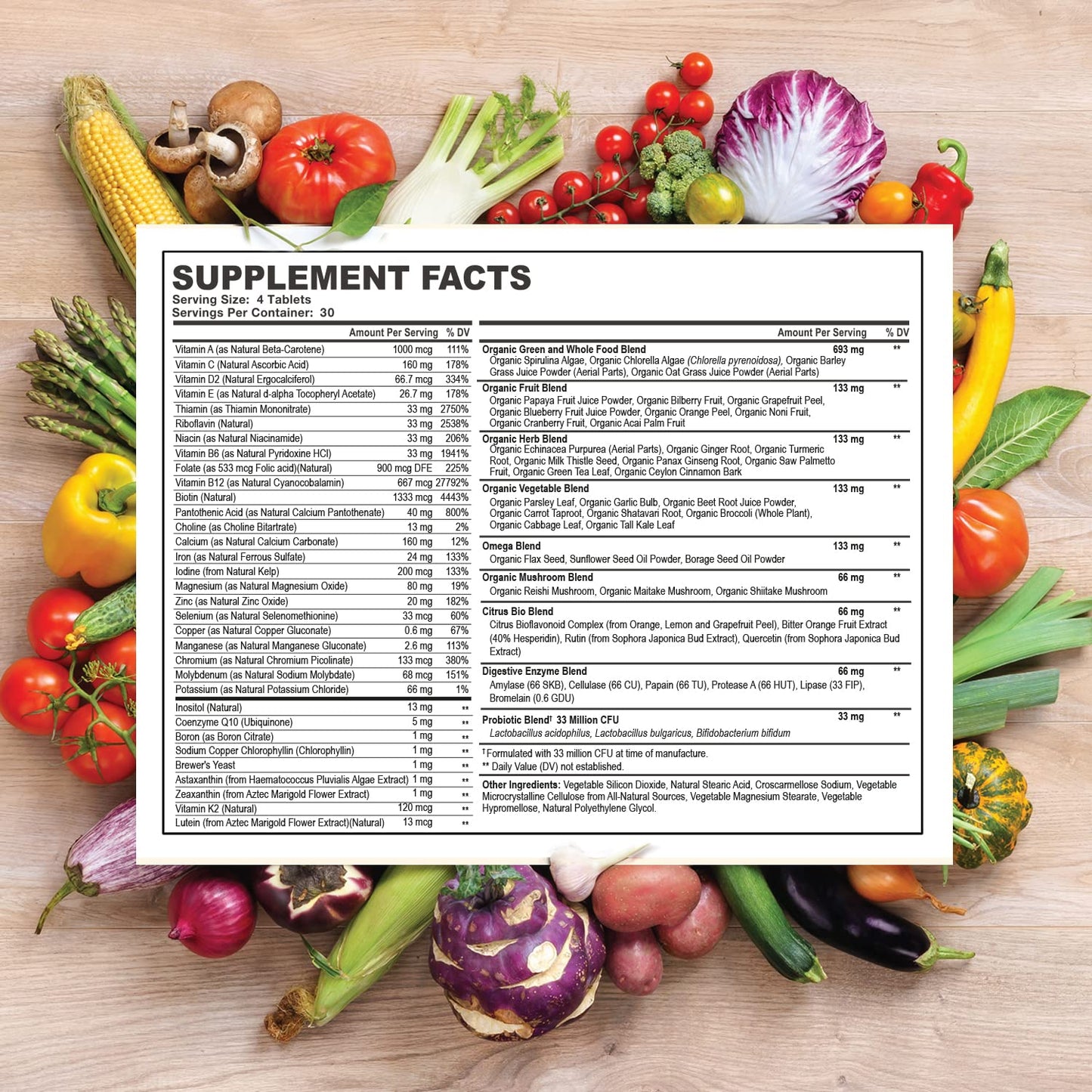 Whole Food Multivitamin for Men - Natural Multi Vitamins, Minerals, Organic Extracts