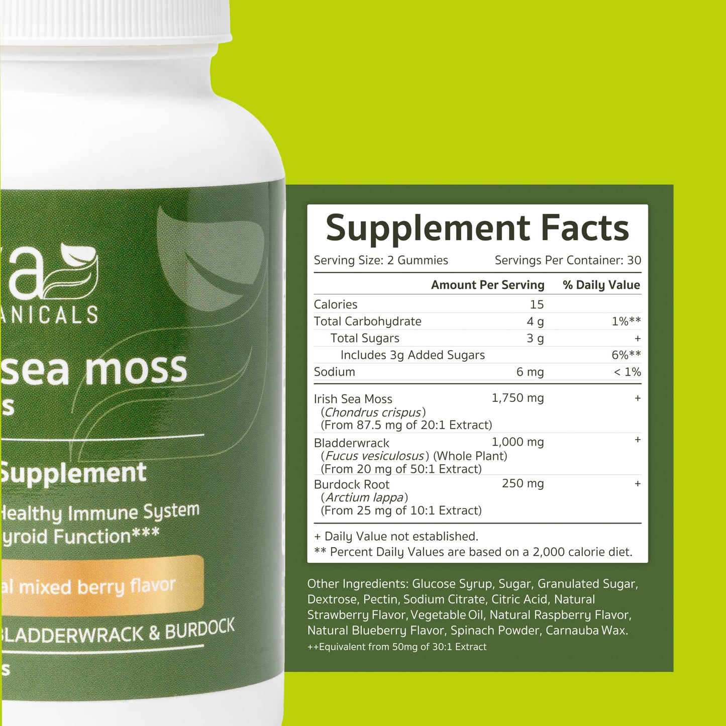 Jiva Botanicals - Irish Sea Moss Gummies with Bladderwrack & Burdock Root 3000mg