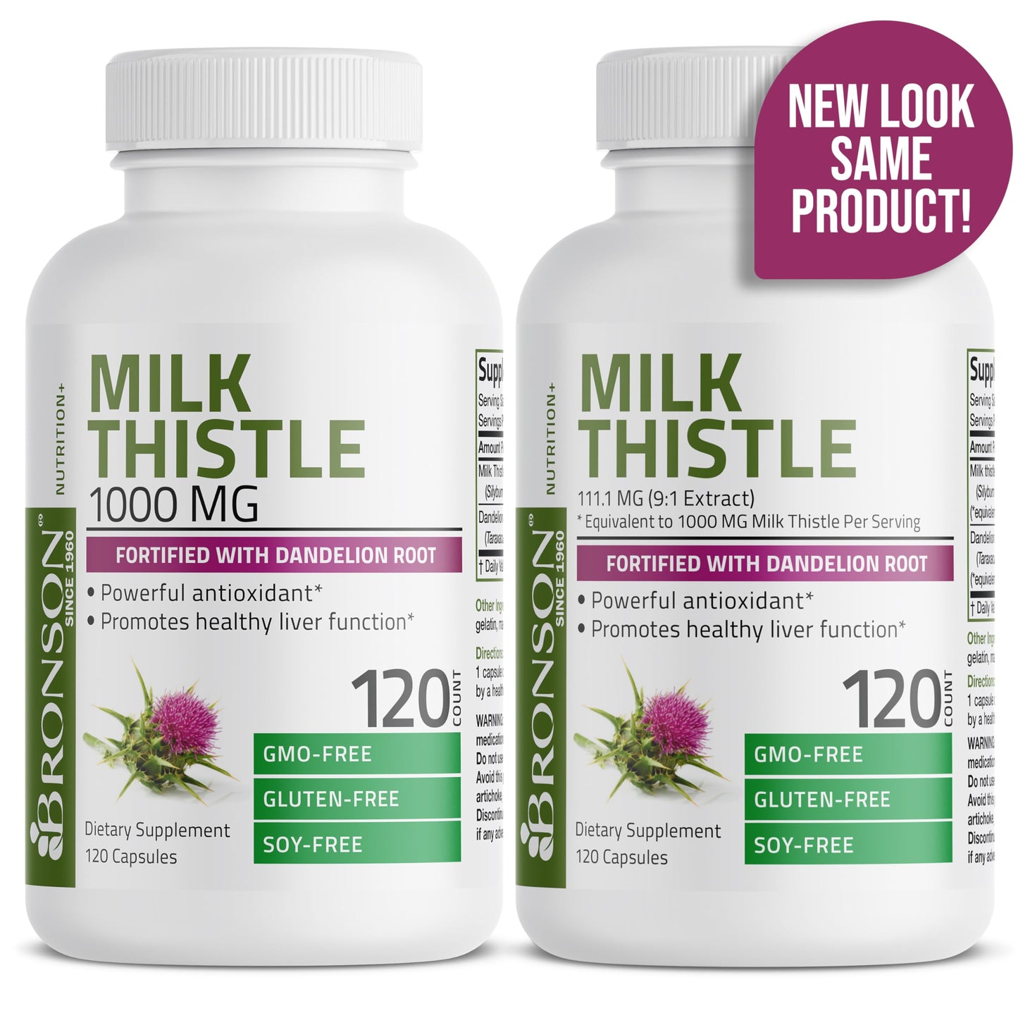 Bronson Milk Thistle Silymarin Marianum & Dandelion Root Liver Health Support