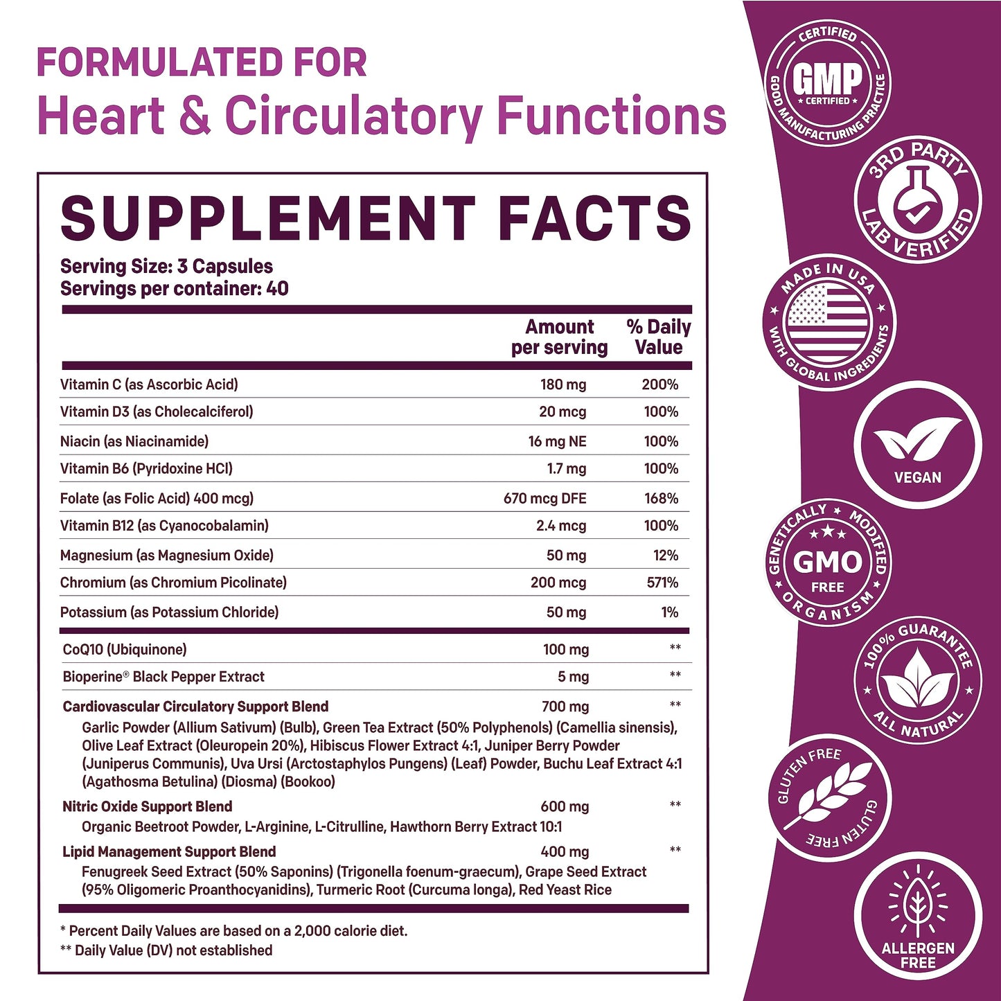 26-in-1 Nitric Oxide Supplement - Blood Pressure Supplements for Heart Health with Coq 10