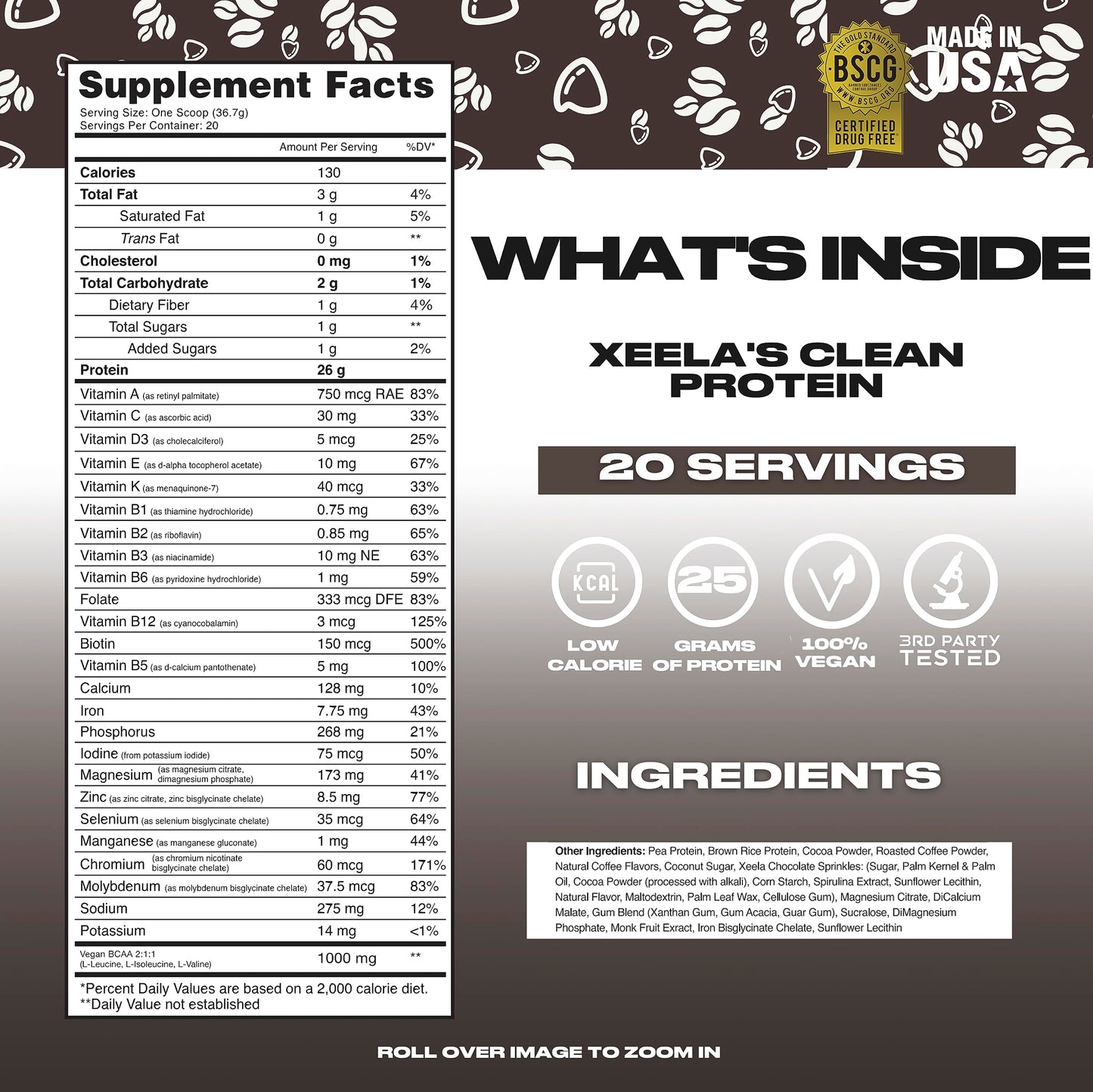 XEELA Plant Based Vegan Protein Powder - Independently Tested - 25g High Protein