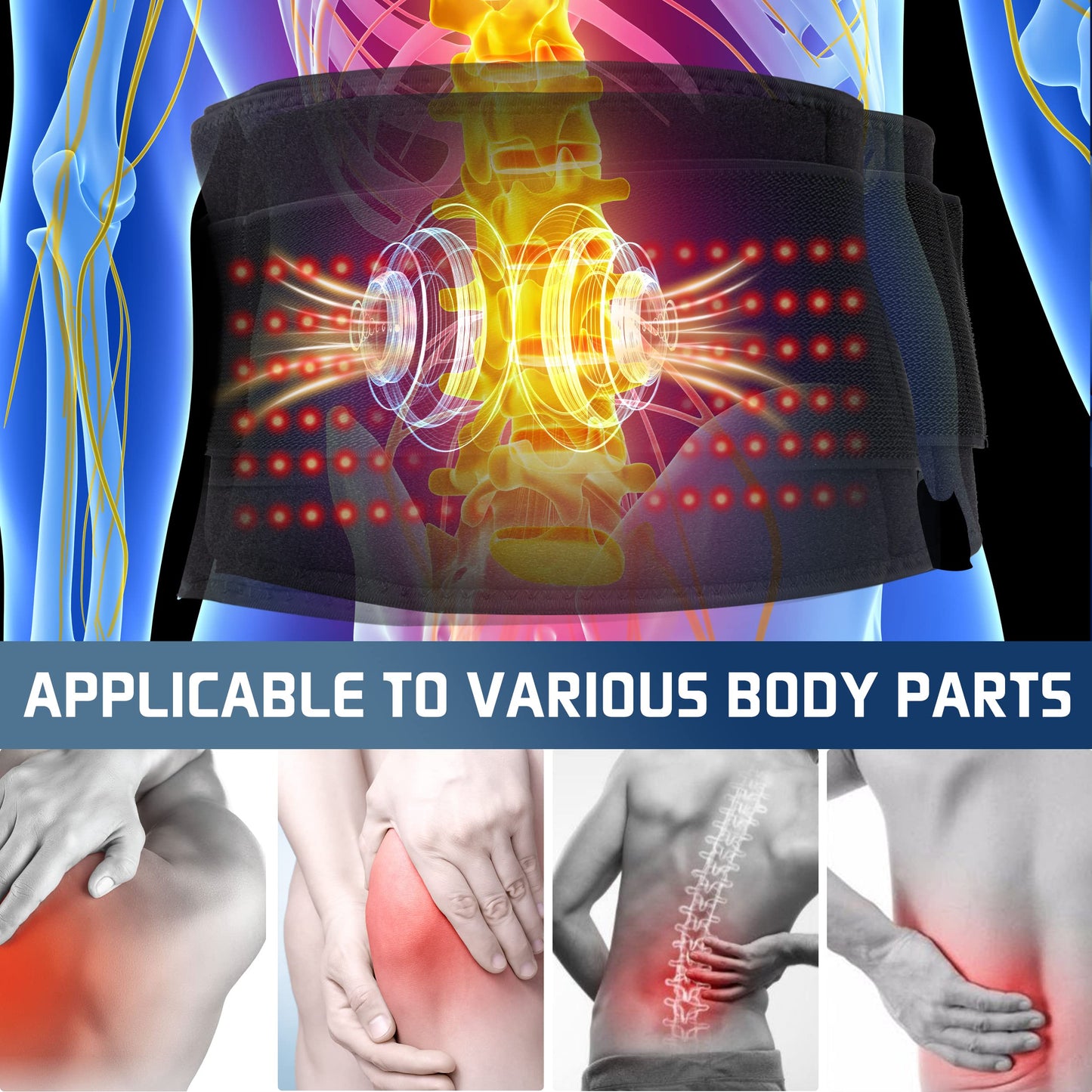 Infrared Red Light Therapy Belt:LED Lamp Vibration Near Body Pain Relief Device Wrap Red