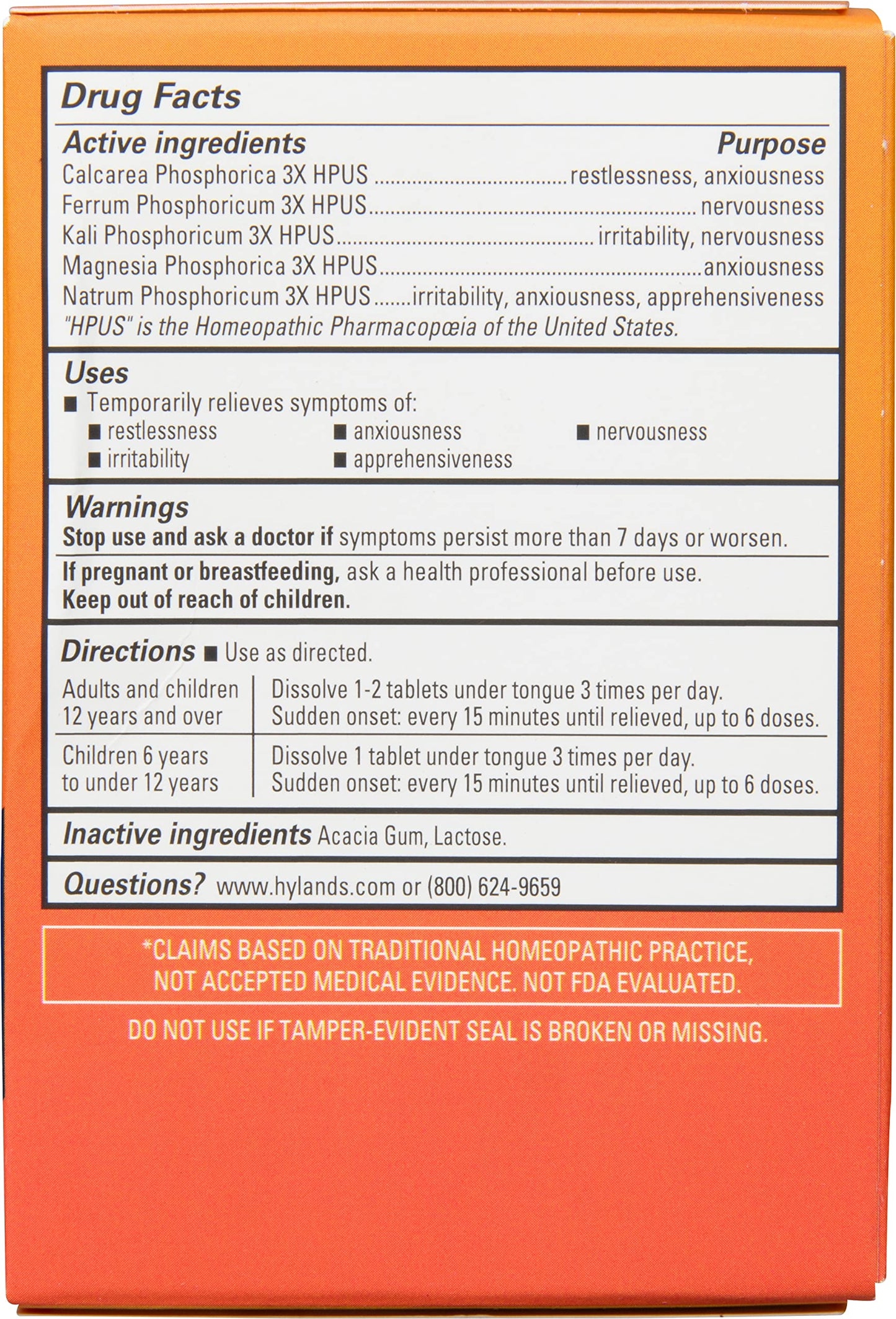 Hyland's Nerve Tonic Stress Relief Tablets, Natural Relief of Restlessness, Nervousness