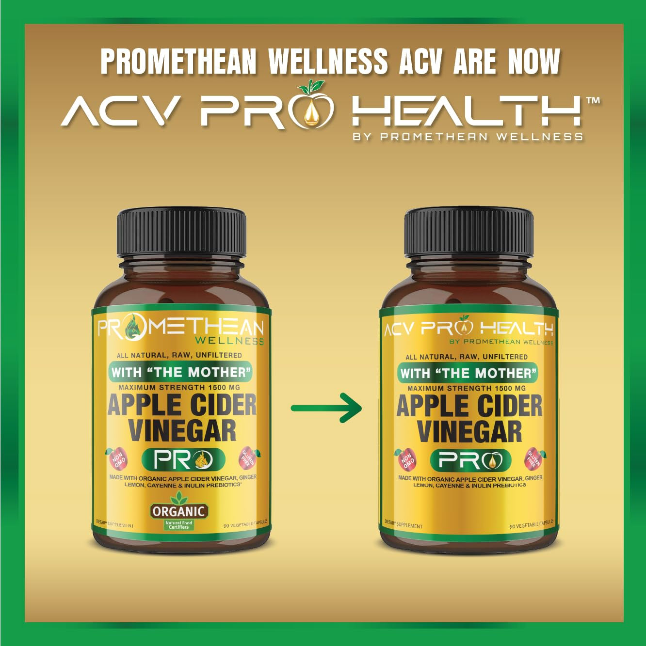 Certified Organic Apple Cider Vinegar Capsules Pro with Mother Acv Pills Detox