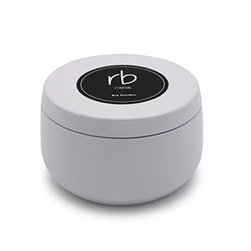 Rosbas Candle, Fraser Fir Scented, Natural Soy Wax, White Metallic Tin, 6 oz, Cotton Wick, Long Burn Time