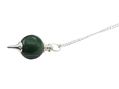 Green Aventurine Crystal Ball Pendulum for Divination - Dowsing Pendulum Necklace with Chain