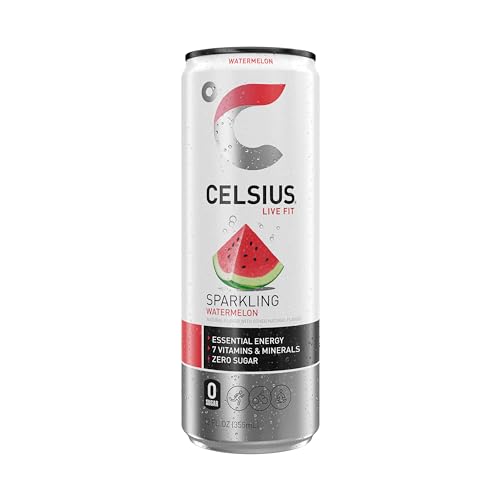 CELSIUS Sparkling Watermelon, Functional Essential Energy Drink 12 Fl Oz (Pack of 12) CELSIUS