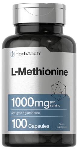 L Methionine 1000mg | 100 Capsules | Non-GMO, Gluten Free | Free Form Supplement 