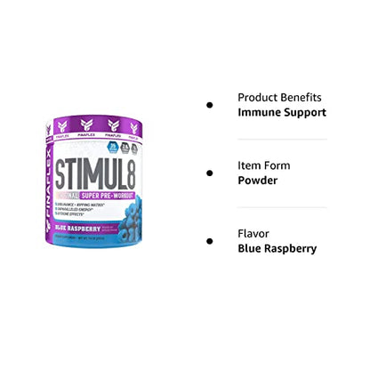 FINAFLEX STIMUL8 Original Super Pre-Workout, Blue Raspberry - Energy, Strength & Endurance for Men & Women - with Caffeine, Beta-Alanine & Vitamin C - 35 Servings