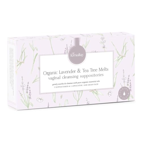 Femallay Organic Lavender and Tea Tree Oil Vaginal Cleansing Suppositories for Hygiene Femallay