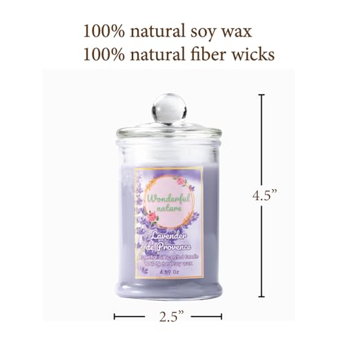 Wonderfulnature Lavender de Provence Pure Essential Oil Scented Candle, Aromatherapy