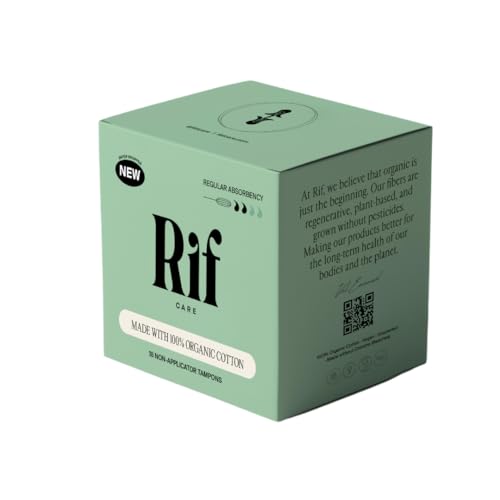 Rif Care Organic Cotton Non Applicator Tampons Regular Absorbency 18 Count