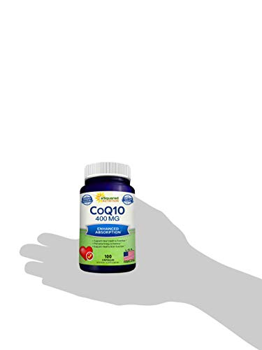 aSquared Nutrition CoQ10 (400mg Max Strength, 100 Veggie Capsules) - High Absorption aSquared Nutrition