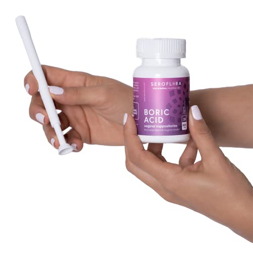 Seroflora Boric Acid Vaginal Suppositories for Women + 1 Suppository Applicator - Helps Seroflora