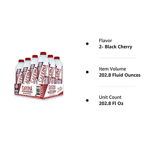 Cafeina - Naturally Flavored Black Cherry Caffeinated Spring Water (12 Pack) - 100mg Caffeine