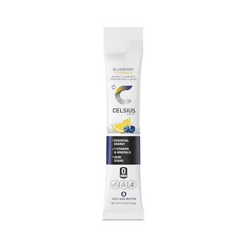CELSIUS On-the-Go Essential Energy Drink Mix, Blueberry Lemonade (14 Stick Pack)