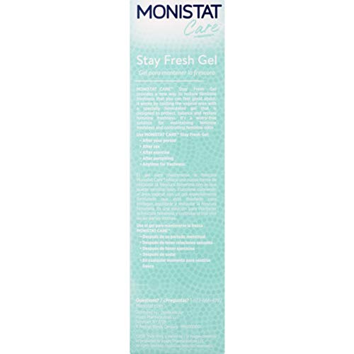 Monistat Stay Fresh Gel, Odor Eliminating Gel for Feminine Care, Fragrance Free Vaginal Gel, Prefilled Monistat
