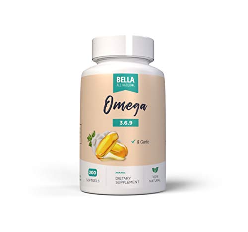 Bella All Natural Omega 3 6 9 with Garlic Oil - 200 Softgels Bella All Natural