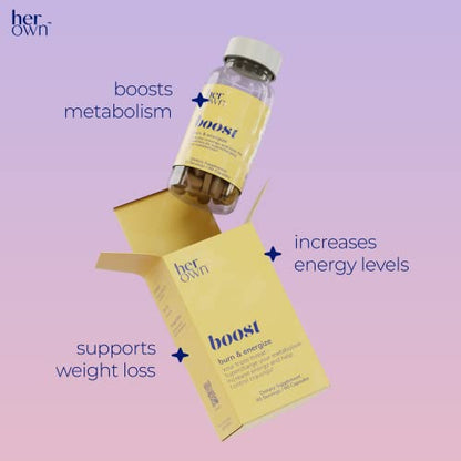 her own Boost, Helps Boost Energy, Supports Metabolism, Proprietary Thermogenic Blend
