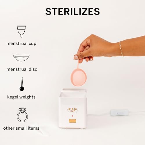 Pixie Menstrual Cup Sterilizer + Large & Small Pixie Disc - Kill 99.9% of Germs with Menstrual Cup Pixie Cup