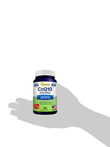 aSquared Nutrition CoQ10 (200 Capsules and 200mg) - High Absorption Vegan CO Q-10 