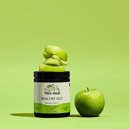 Healthy Gut Green Apple | 30-Servings with L-Glutamine, Zinc, Glucosamine, Slippery