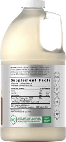 MCT Oil 64 oz | 100% Pure | Blends with Coffee, Tea, Juice and Liquids | Value Size Unflavo