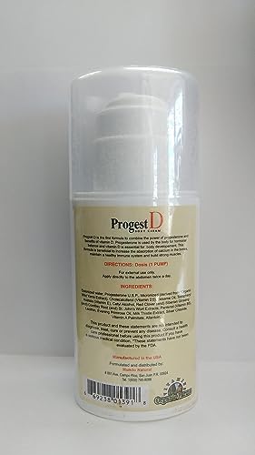 Progest D Progesterone Body Cream Net Wt. 4oz / 85.5g - Transdermal use only, Progesterone ORGANIC FARMS VITAMINS