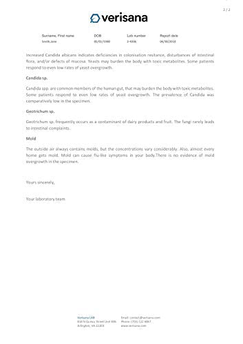 Candida & Helicobacter Test – Lab Testing Kit for Diagnosing Candida and H Pylori in Your Gut – Home Stool Test Verisana