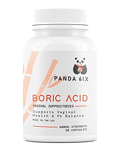 Panda 6ix Boric Acid Vaginal Suppositories 30 Capsules, 600mg Made in The USA- Feminine Health Support