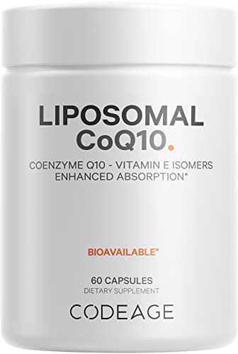 Codeage Liposomal CoQ10 Supplement - Vitamin E Isomers Tocopherols - 125mg Coenzy